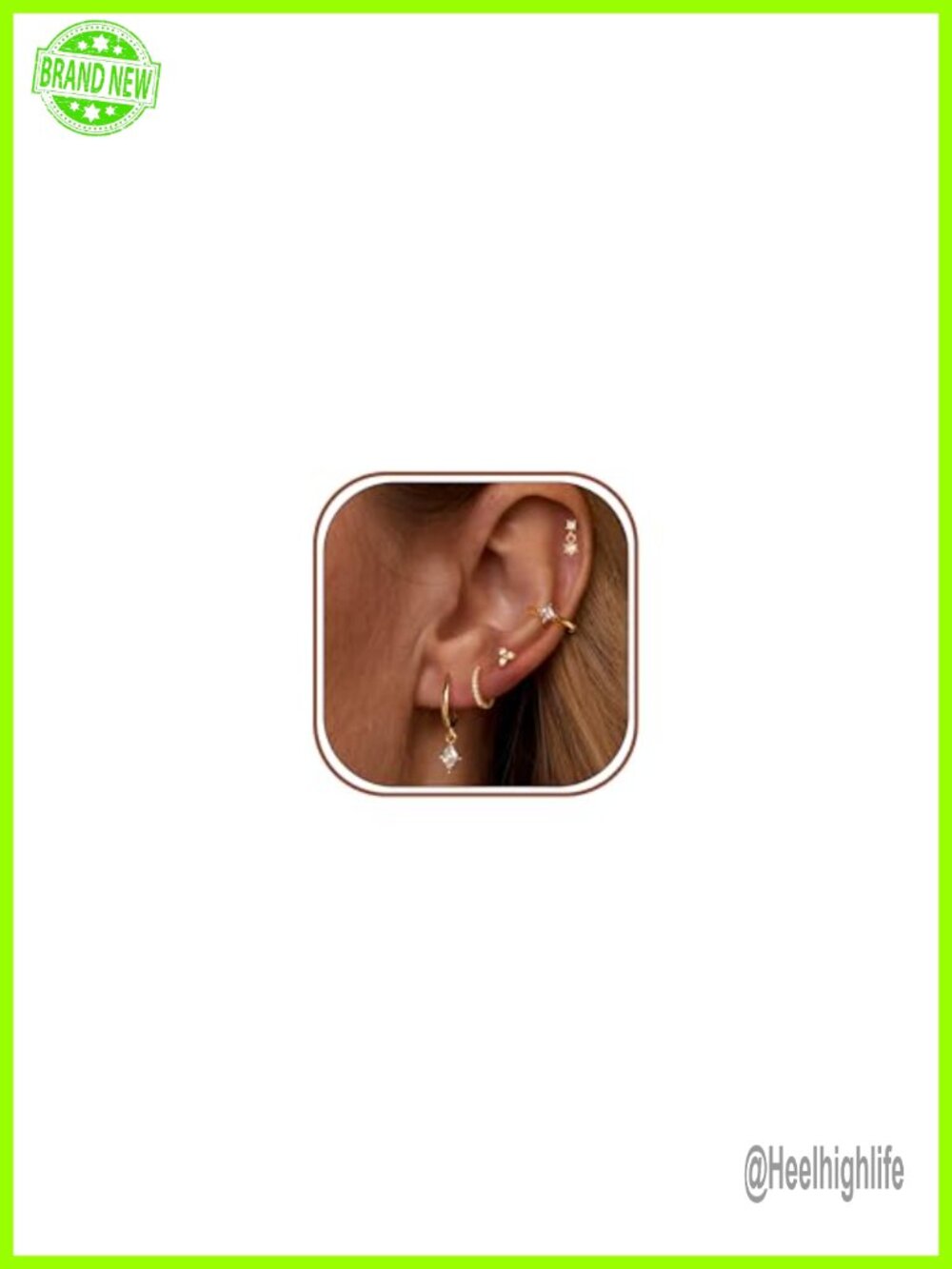 14K Gold Plated Earring Stacks Set Dainty Drop Huggie Hoop